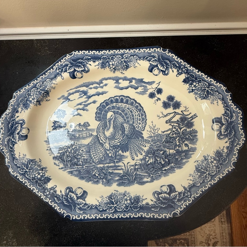 Blue and White Turkey Platter - Japan - English Countryside - Picture 2 of 11